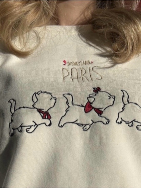 Disney Sweaters - Disney Cream Crewneck Sweatshirt with Marie Aristocats Embroidered on front